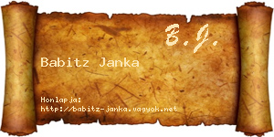 Babitz Janka névjegykártya